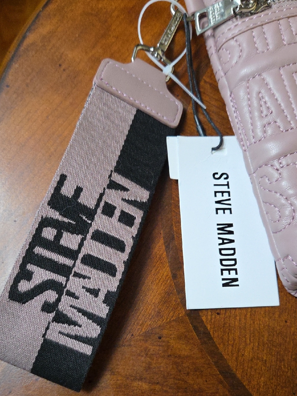 STEVE MADDEN NWT Mauve Clutch Purse Wristlet Bmalina Stitched With Gold Hardware - Picture 9 of 13